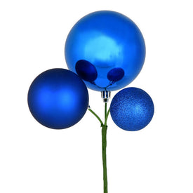 18" Blue Ball Ornament Picks 3 Per Bag