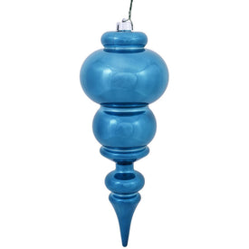 14" Turquoise Shiny Finial Ornament