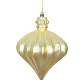 6" Champagne Matte Onion Drop Ornaments with Drilled and Wired Caps 4 Per Bag
