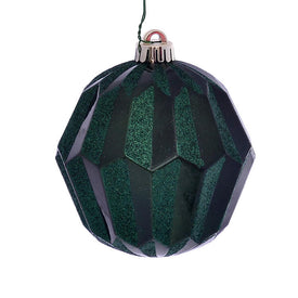 5" Emerald Glitter Faceted Ball Ornaments 3 Per Pack