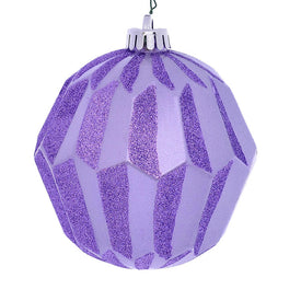 5" Lavender Glitter Faceted Ball Ornaments 3 Per Pack