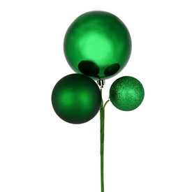 18" Green Ball Ornament Picks 3 Per Bag