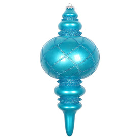 13" Turquoise Candy Glitter Net Finial Ornament
