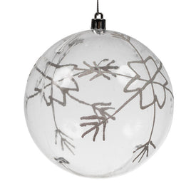 4.75" Clear Ball Ornaments with White Glitter Swirl Design 4 Per Bag