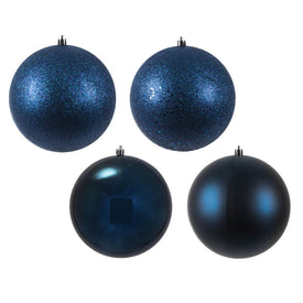 6" Midnight Blue Four-Finish Ball Christmas Ornaments 4 Per Box