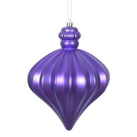 6" Purple Matte Onion Drop Ornaments with Drilled and Wired Caps 4 Per Bag