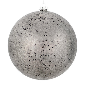 3" Gunmetal Glitter Clear Ball Ornaments 12 Per Bag