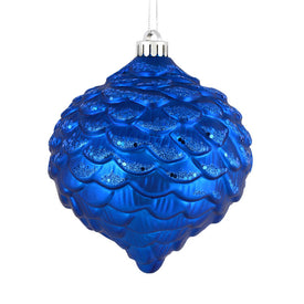 6" Blue Glitter Pine Cone Ornaments 6 Per Bag