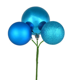 18" Turquoise Ball Ornament Picks 4 Per Bag