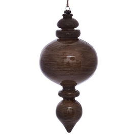 9" Pewter Wood Grain Rounded Finial Ornaments 3 Per Pack