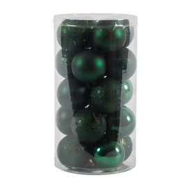 2.75" Midnight Green Four-Finish Ball Christmas Ornaments 20 Per Box
