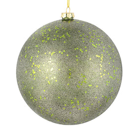 6" Moss Green Glitter Clear Ball Ornaments 4 Per Bag