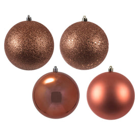 6" Coral Four-Finish Ball Christmas Ornaments 4 Per Box
