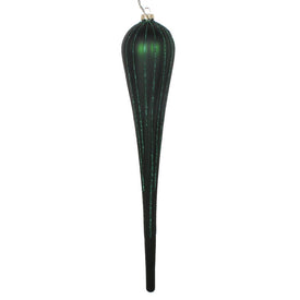 15.75" Emerald Matte Glitter Drop Ornaments 2 Per Bag