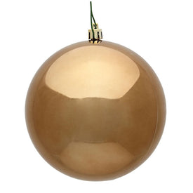 6" Mocha Shiny Ball Ornaments 4-Pack