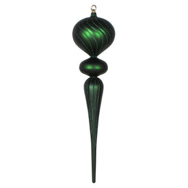 25" Emerald Matte Glitter Finial Ornament
