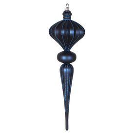 21" Midnight Blue Matte Glitter Finial Ornament