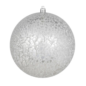 6" Silver Crackle Ball Ornaments 4 Per Bag