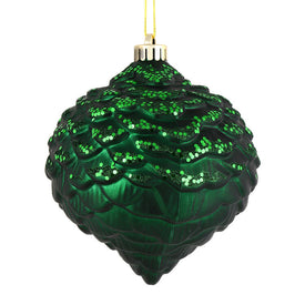 6" Emerald Glitter Pine Cone Ornaments 6 Per Bag