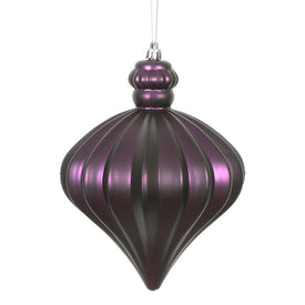 6" Plum Matte Onion Drop Ornaments with Drilled and Wired Caps 4 Per Bag