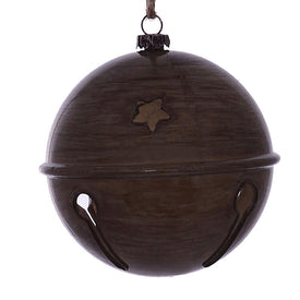 4" Pewter Wood Grain Bell Ornaments 6 Per Pack