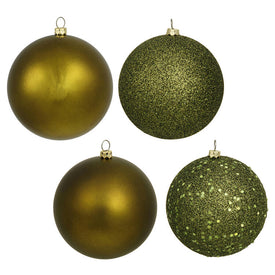 2.75" Olive Four-Finish Ball Christmas Ornaments 20 Per Box