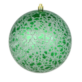 6" Green Crackle Ball Ornaments 4 Per Bag