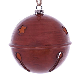 4" Copper Wood Grain Bell Ornaments 6 Per Pack