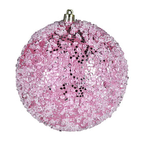 10" Pink Glitter Hail Ball Ornament