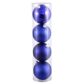 2.4" Cobalt Four-Finish Ball Christmas Ornaments 24 Per Box