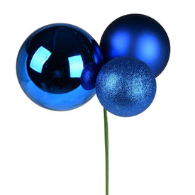 18" Blue Ball Ornament Picks 2 Per Bag