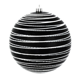 6" Black Candy Finish Ball with Glitter Lines 3 Per Bag