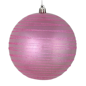 6" Pink Candy Finish Ball with Glitter Lines 3 Per Bag