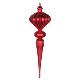 21" Red Matte Glitter Finial Ornament