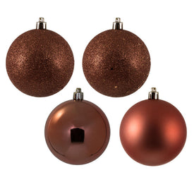 3" Coral Four-Finish Ball Christmas Ornaments 16 Per Box
