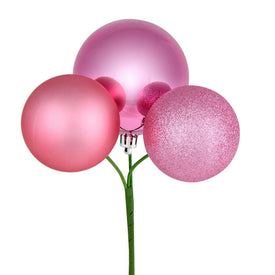 18" Pink Ball Ornament Picks 4 Per Bag