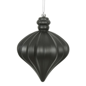 6" Black Matte Onion Drop Ornaments with Drilled and Wired Caps 4 Per Bag
