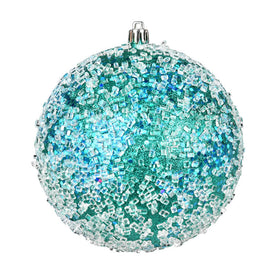 10" Teal Glitter Hail Ball Ornament