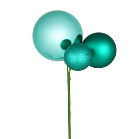 18" Teal Ball Ornament Picks 3 Per Bag