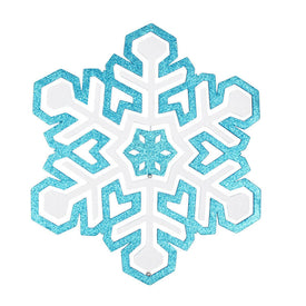 17" Turquoise and White 3D Foam Glitter Snowflake