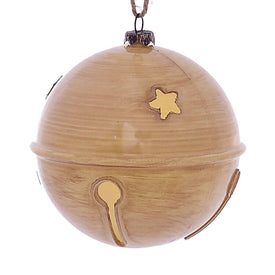 4" Tan Wood Grain Bell Ornaments 6 Per Pack