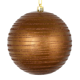 6" Mocha Candy Finish Ball with Glitter Lines 3 Per Bag