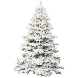 4.5' Flocked Alaskan Pine Artificial Christmas Tree with Multi-Colored LED Dura-Lit Lights