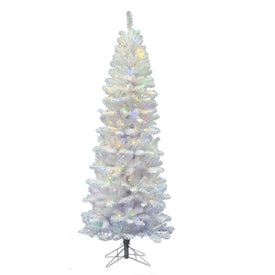 6.5' White Salem Pencil Pine Artificial Christmas Tree with 250 Multi-Colored LED Lights