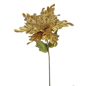 31" Gold Velvet Poinsettia Artificial Christmas Picks 3 Per Bag