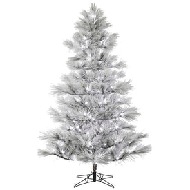 7.5' x 52" Pre-Lit Flocked Alder Long Needle Pine Artificial Christmas Tree with Frosted White C7 LED Lights