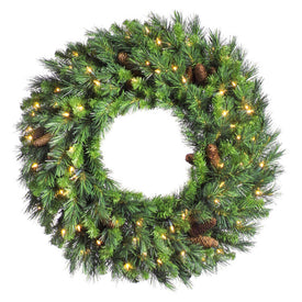 48" Pre-Lit Cheyenne Pine Artificial Christmas Wreath with 200 Clear Lights
