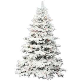 9' Flocked Alaskan Pine Artificial Christmas Tree with Multi-Colored LED Dura-Lit Lights