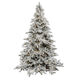 6.5' Pre-lit Flocked Utica Fir Artificial Christmas Tree with Warm White LED Lights
