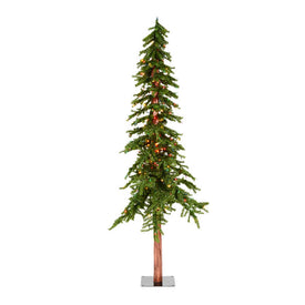 7' x 44" Pre-Lit Natural Alpine Artificial Christmas Tree with Multi-Colored Incandescent Lights